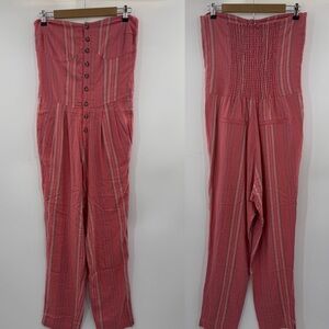 3For$20 Chaser Button-Down Detailing Women's Pink Striped Jumpsuit size: Small